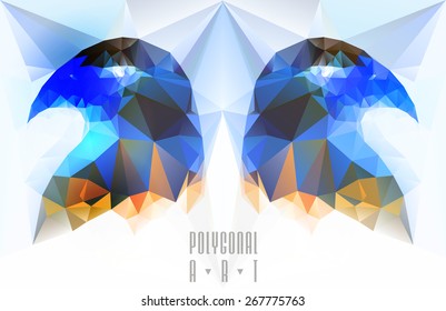 Abstract polygonal bird. Geometric illustration. . low poly poster
