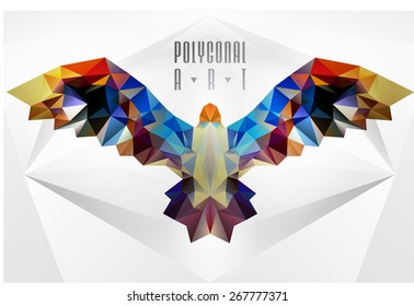 Abstract polygonal bird. Geometric illustration. . low poly poster