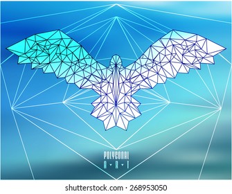 Abstract polygonal bird. Geometric illustration. low poly poster