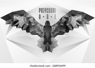 Abstract polygonal bird. Geometric illustration. low poly poster