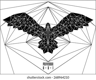 Abstract polygonal bird. Geometric illustration. low poly poster