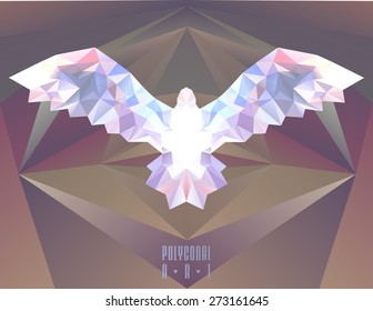 Abstract polygonal bird. Geometric illustration. low poly poster