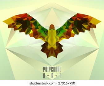 Abstract polygonal bird. Geometric illustration. low poly poster