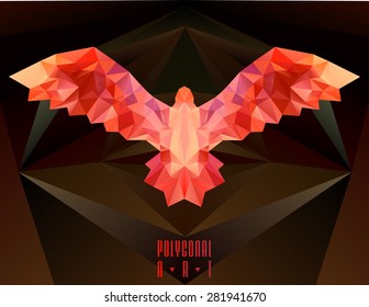 Abstract polygonal bird. Geometric illustration. low poly poster