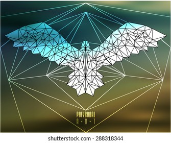 Abstract polygonal bird. Geometric illustration. low poly poster
