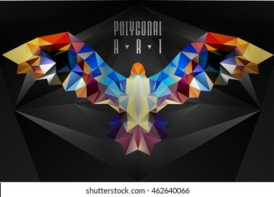 Abstract polygonal bird. Geometric illustration. low poly poster
