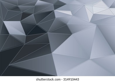 Abstract polygonal black crystal background. Low poly vector illustration.
