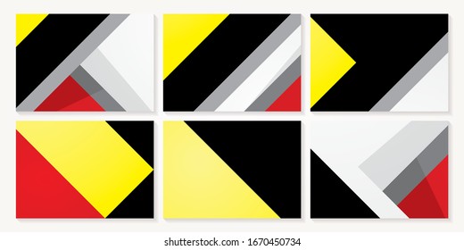 Conjunto de plantillas de fondo poligonal en negro, rojo y amarillo abstracto. Ilustración vectorial.