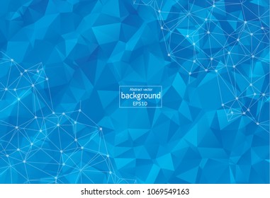 Abstract polygonal Blue background with connected dots and lines, connection structure, futuristic hud background, vector illustration