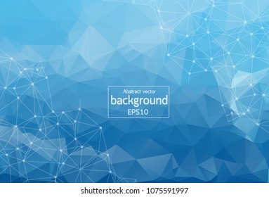 Abstract polygonal Blue background with connected dots and lines, connection structure, futuristic hud background, vector illustration