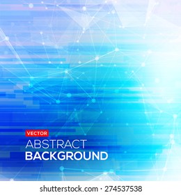 Abstract polygonal blue low poly bright background with connecting dots and lines. Connection structure. Vector science background. Polygonal vector background. Futuristic HUD background.