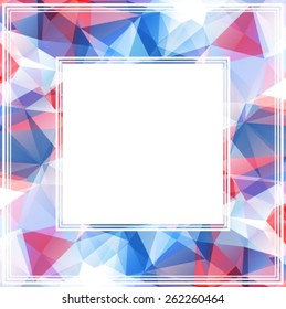 Abstract polygonal border with blue and pink triangles. EPS-10