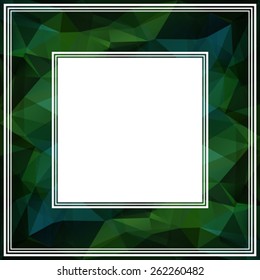 Abstract polygonal border with dark blue and green triangles. EPS-10