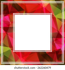 Abstract polygonal border with green and pink triangles. EPS-10