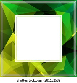 Abstract polygonal border with green and yellow triangles.