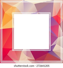 Abstract polygonal border with yellow and violet triangles.