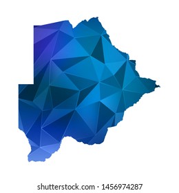 Abstract polygonal Botswana map. Vector low poly color blue map geometric shape texture. Vector illustration.