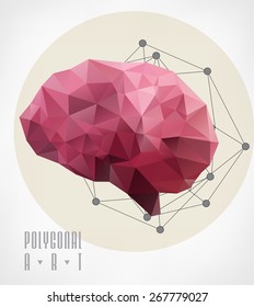 Abstract polygonal brain. Geometric hipster illustration. low poly illustration