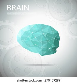 Abstract polygonal brain. Geometric illustration. low poly 