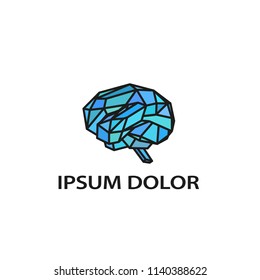 Abstract and polygonal brain icon. Blue linear brain logo idea for the business card, branding and corporate identity.
