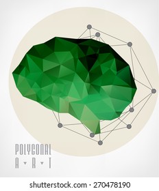 Abstract polygonal brain. low poly illustration. Creative poster