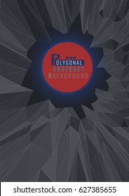 Abstract polygonal breaking and shatter background with red blank space for subject on dark color tone