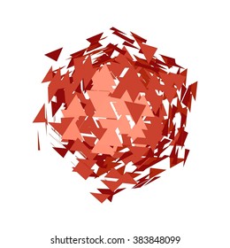 Abstract polygonal broken 3d figure isolated on white background.Vector illustration.