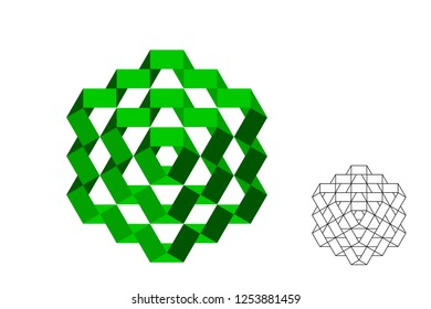 Abstract polygonal broken cube. Isolated on white background. 3d Vector illustration.