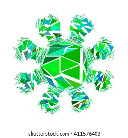 Abstract polygonal broken flower isolated on white background.Vector illustration.