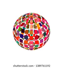 Abstract polygonal broken sphere. Isolated on white background.3d Vector colorful illustration.