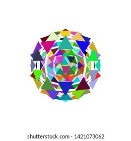 Abstract polygonal broken sphere. Isolated on white background.3d Vector colorful illustration.
