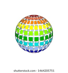 Abstract polygonal broken sphere. Isolated on white background.3d Vector colorful illustration.