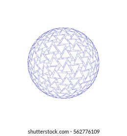 Abstract polygonal broken sphere. Isolated on white background.Vector outline illustration.
