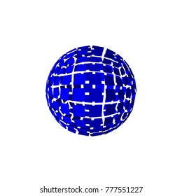 Abstract polygonal broken sphere. Isolated on white background.3d Vector illustration.