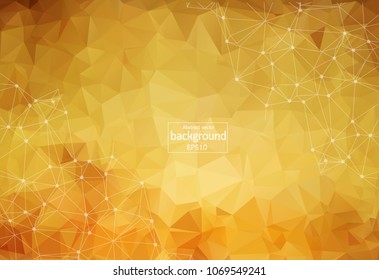 Abstract polygonal brown background with connected dots and lines, connection structure, futuristic hud background, vector illustration
