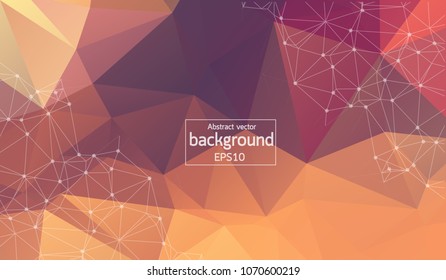 Abstract polygonal brown background with connected dots and lines, connection structure, futuristic hud background, vector illustration