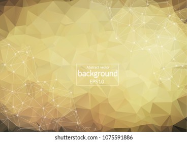Abstract polygonal brown background with connected dots and lines, connection structure, futuristic hud background, vector illustration