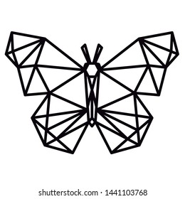Abstract polygonal butterfly. Geometric linear butterfly. Laser