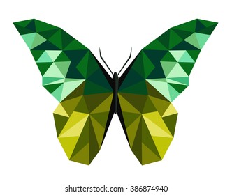 Abstract polygonal butterfly low poly vector illustration.