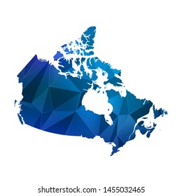 Abstract polygonal Canada map. Vector low poly color blue map geometric shape texture. Vector illustration.