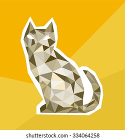 Abstract polygonal cat. Geometric hipster illustration.  
