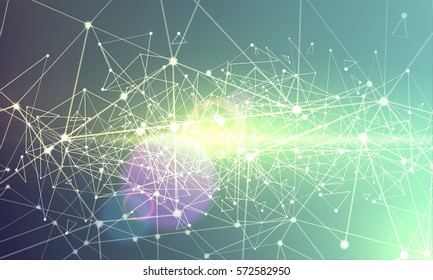 Abstract polygonal colorful background with connected dots and lines, connection structure, futuristic hud background, vector illustration
