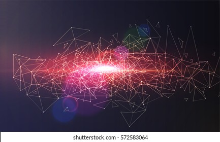 Abstract polygonal colorful background with connected dots and lines, connection structure, futuristic hud background, vector illustration