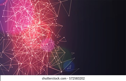 Abstract polygonal colorful background with connected dots and lines, connection structure, futuristic hud background, vector illustration