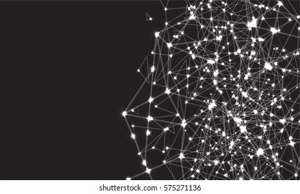 Abstract polygonal colorful background with connected dots and lines, connection structure, futuristic hud, vector illustration