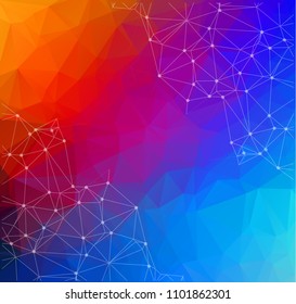 Abstract polygonal Colorful background. Triangular tech background with connections. Vector illustration.