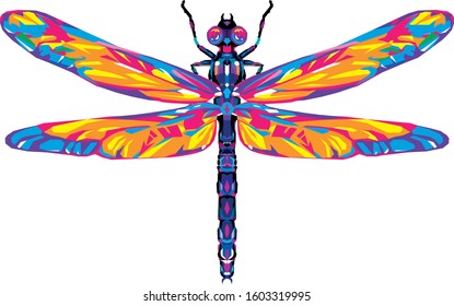 
abstract polygonal colorful dragonfly illustration