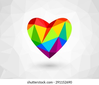 Abstract polygonal and colorful heart