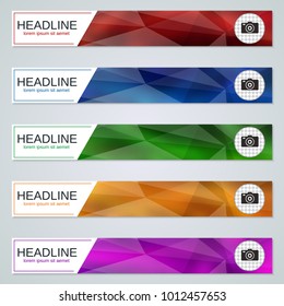 Abstract polygonal colorful web banners vector design collection
