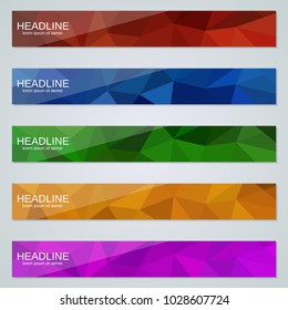 Abstract polygonal colorful web banners vector design collection